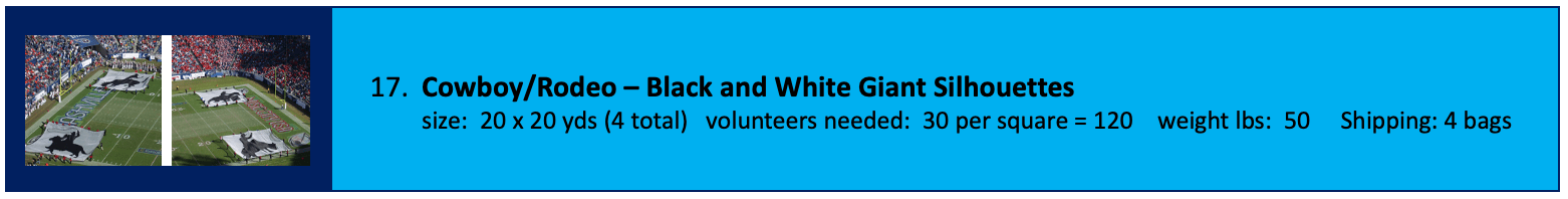 A blue sign requesting volunteers for the Black and White Gift.