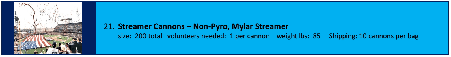 A blue instruction label detailing non-pyro Mylar usage and quantity needed.